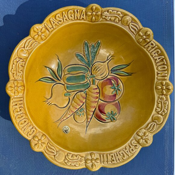 Large Yellow New with tags Vintage Pasta Bowl Stamped Sp-93 USA - Picture 1 of 4
